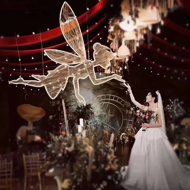 โคมระย้าแฟชั่นประดับเพดานสำหรับงานแต่งงานโคมระย้านางฟ้าดอกไม้ปีกนางฟ้าแฟชั่นใหม่จากผู้ผลิตจีน
