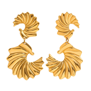 ต่างหูหมุดออกแบบปีกสำหรับผู้หญิงเครื่องประดับสแตนเลสชุบทองต่างหูแฟชั่นจากอินเดีย - Product Image 1