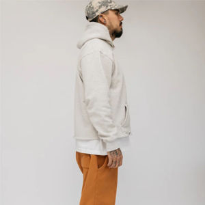 Pull en polaire pour hommes 100% coton de haute qualité sweat à capuche d'hiver lourd personnalisé avec motif solide brodé en gros thermique - Product Image 3