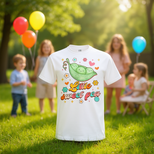 Camiseta Infantil con Estampado de Guisantes, Cuello Redondo, Manga Corta, Diseño Unisex para Reuniones Familiares - Product Image 3
