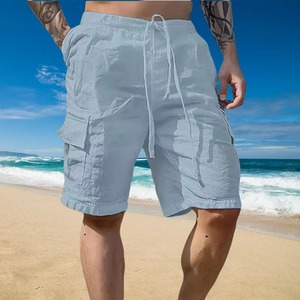 Nuevo estilo de verano para hombres Waffger moda casual deportes al aire libre estilo de playa pantalones cortos con cordón de color sólido - Product Image 2