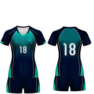 Uniforme de volley-ball vierge OEM pas cher, haute qualité, 100% polyester, bouton, imprimé personnalisé, couleurs personnalisées, ensembles - Product Image 2
