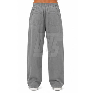 Classic Ripped <b>Trousers</b> <b>Men</b> Distressed Washed Pants <b>Elastic</b> Drawstring <b>Waist</b> Casual Cotton Streetwear Relaxed Fit Bottoms - Product Image 4