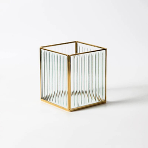 Lanterne bougeoir carrée en verre avec cadre doré Design moderne pour décoration intérieure décoration d'hôtel fête de mariage et cadeau - Product Image 2