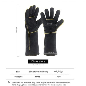 Gants de soudage en cuir de vachette fendu de 16 pouces Gants de sécurité résistants à la chaleur pour les soudeurs - Product Image 6