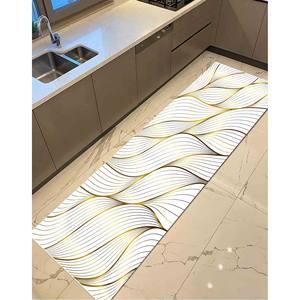 Alfombra Estampada con Rayas Doradas - Diseño Moderno, Elegante y de Lujo, con Pelo Suave - Product Image 3