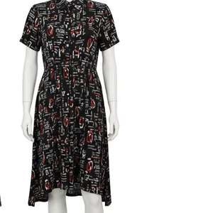 เดรสลำลองระบายอากาศได้ดีพิมพ์ลายดิจิตอลชุดเดรสแฟชั่นใส่ทุกวันสำหรับผู้หญิงแขนสั้นผ้าสแปนเด็กซ์ผสมโพลีเอสเตอร์น้ำหนักเบา - Product Image 5