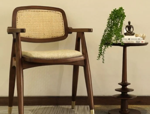 Chaise à dossier en bambou de qualité supérieure avec accoudoir, siège rembourré, chaise en bois de rotin naturel de restaurant pour salon et jardin - Product Image 5