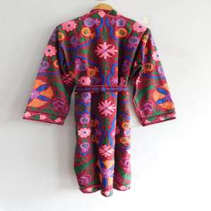 Handmade Boho Ethnic Women's Long Cotton Jacket Winter <b>Coat</b> with Suzani Embroidery Autumn Outerwear - Product Image 6