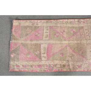 Vintage 9x12 Living Room Carpet Pink & Beige Turkish Wool <b>Rug</b> with Patchwork Design Latex Backing for <b>Hallway</b> Decorations - Product Image 3