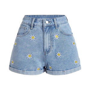 Best-seller Ensemble Deux Pièces en Denim pour Femme Veste Courte à Manches Courtes Short Brodé à Taille Haute 2026 - Product Image 5