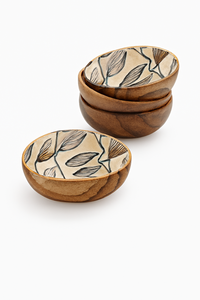 Cuenco de madera de acacia hecho a mano con esmalte dorado azul, pieza de exhibición de vajilla Premium Interior para cocina, comedor y eventos - Product Image 6