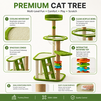Meuble tour pour chat de 140 cm en gros avec maisonnette, échelle d'escalade, poteaux à gratter en sisal et jouet interactif