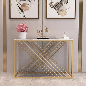 Contemporary Luxury <b>Mirrored</b> Convertible <b>Table</b> for Villa Living Room Hotel-Wood <b>Top</b> and Iron Frame - Product Image 3