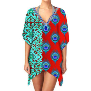 Vente en gros Kimono léger en mousseline de soie à imprimé ethnique Kimono élégant et décontracté à manches longues et col en V pour femmes - Product Image 3