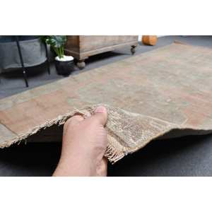 Alfombra Bohemia turca Vintage de 4,6x11 pies, alfombra clásica de lana de retazos rectangulares de área grande para pasillo, alfombra para habitación, Color rosa y verde - Product Image 3