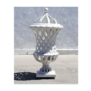 Tiras de hierro decorativas para jardín, urna con Base cuadrada, color blanco, lavado, acabado para casa, Hotel, interior y exterior - Product Image 6