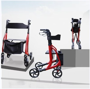 Déambulateur pliable léger avec roues et siège, aide à la mobilité pour les personnes âgées, hauteur réglable, support de marche, capacité de 140 kg - Product Image 1