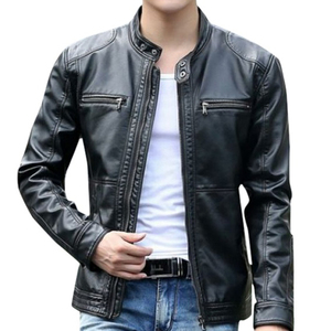 <b>Slim</b> <b>Fit</b> PU Leather <b>Jacket</b> for <b>Men</b>, Stylish Motorcycle Outerwear, Casual Street Fashion Leather <b>Jackets</b> <b>jacket</b> for <b>men</b> - Product Image 1