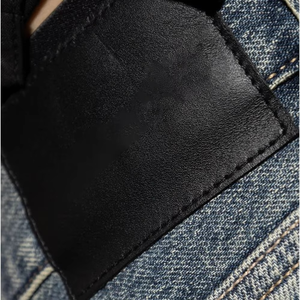 Ropa de calle de verano, pantalones cortos de mezclilla de algodón lavados oscuros desgastados holgados personalizados rectos, pantalones vaqueros de moda Vintage para hombres, pantalones cortos para hombres - Product Image 4