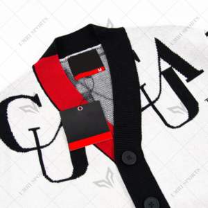 Customized CAU Clark Atlanta 'LOVE JONES' Winter Appliques HBCU Logo V-Neck Knitted <b>Cardigan</b> - Product Image 4