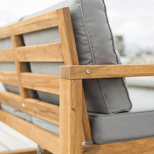 Banco Minimalista de Madera Maciza para Patio - Banco de Exterior con Cojín Grueso Extraíble para Jardín - Product Image 5