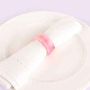 Anneaux de serviette en résine tendance avec support en métal, motif à rayures verticales pour la maison, le restaurant, la vaisselle de mariage - Product Image 3