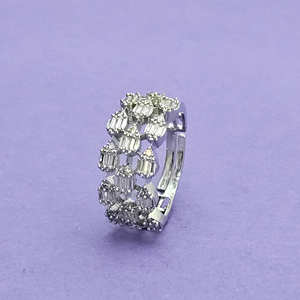 Hecho a mano 2 tonos rodio Mehndi chapado CZ anillo ajustable joyería de moda elegante para aniversario - Product Image 3