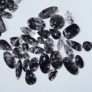 อัญมณีควอตซ์อัญมณีทรงหลังเบี้ยสีดำธรรมชาติอัญมณีหลวมสำหรับทำเครื่องประดับ - Product Image 6