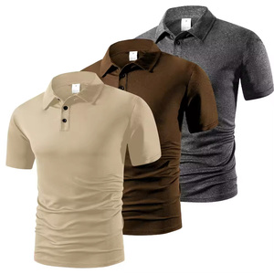 2025เสื้อโปโลผ้าคอตตอน100% เสื้อกอล์ฟผ้าคอตตอนถักสีพื้นสำหรับผู้ชาย - Product Image 6