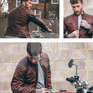 Veste de moto en cuir à fermeture éclair pour hommes, coupe ajustée, respirante, marque privée personnalisée pour les vêtements de course automobile, nouveauté - Product Image 3