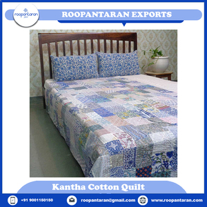 ผ้านวม Kantha แบบวินเทจผ้าคอตตอนเย็บปะติดปะต่อกันขนาด2ชิ้นผ้าคอตตอนพิมพ์ลายสไตล์อินเดียแนววินเทจ - Product Image 2