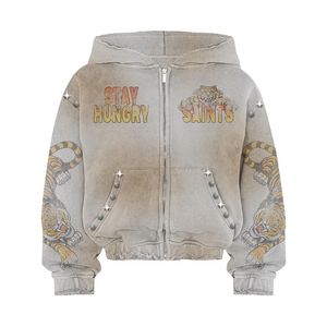 Sudadera con Capucha de Piedras Preciosas con Efecto Lavado Ácido, Sudadera de Algodón de Alta Calidad para Hombre, Personaliza tu Sudadera Según tus Necesidades - Product Image 1