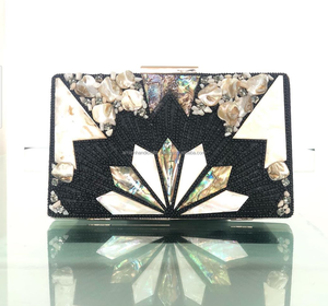 MotherPearl Hard Clutch Fourre-tout géométrique Sac à main de luxe abstrait pour les femmes pour les fêtes de mariage Prix de gros - Product Image 2