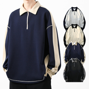 โลโก้ที่กําหนดเอง OEM ขนาดใหญ่เสื้อสวมหัว Unisex แขนยาวปกเสื้อยืดที่กําหนดเองสองโทนเสื้อโปโลแขนยาวฤดูใบไม้ผลิ - Product Image 6