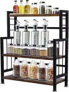 Haute qualité nouveau 2 niveaux étagère à épices en métal noir maison cuisine vitrine avec utilisation décorative supports de stockage et supports - Product Image 6