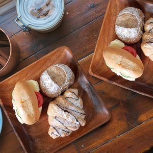 <b>Set</b> of 4 Handcrafted Acacia Hardwood Charger Plates <b>Dishes</b> for Home Use-Elegant Wood <b>Serving</b> Trays for Dinner Lunch Breakfast - Product Image 4
