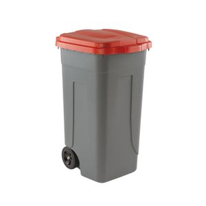 Bidoni della spazzatura in plastica resistente da 80 litri con ganci per coperchio e cassonetto per la raccolta dei rifiuti rosso/verde/blu - Product Image 1