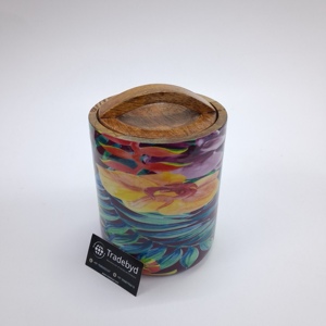 Pot à fruits sec en bois hermétique élégant avec impression en émail et poignée courbe Tradebyd - Product Image 1