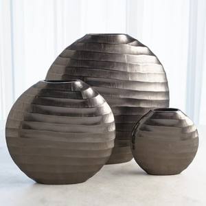 Handmade Decorative Aluminium Piece with <b>Textured</b> Horizontally Ridded Oval Shape Appearing to Be Made From Metal - Product Image 5