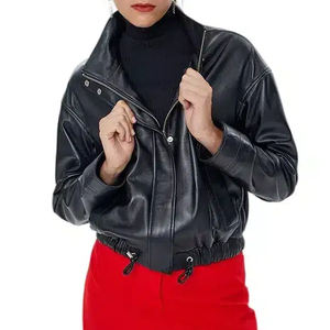 Veste en cuir pour femme de haute qualité, vente chaude, OEM, vêtements d'extérieur, imprimé, écologique, respirant, décontracté, fermeture éclair, style tendance, nouveau - Product Image 3