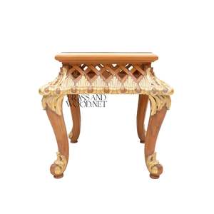 Mesa Auxiliar Cuadrada Baja de Lujo con Incrustaciones Geométricas Intrincadas y Trabajo de Madera con Hojas de Oro para Decoración de Palacios - Product Image 2