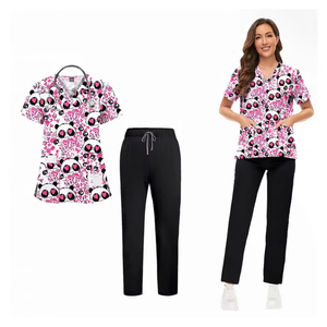 Vaslcare ชุดเสื้อคอวีทรงตรงสำหรับสตรีชุดพยาบาลพิมพ์ลายสำหรับร้านเสริมสวยขายส่งผ้าใบ - Product Image 1