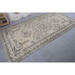 Tapis turc Vintage Beige traditionnel 5.1X9.2 pieds Patchwork Design laine Viscose matériel Latex support pour entrée chevet - Product Image 2