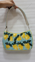 Tas Selempang Motif Lemon Berhias Manik-Manik Buatan Tangan India, Clutch Mewah Buatan Tangan, Dompet Wanita untuk Pesta Malam Musim Panas, Kapasitas Besar