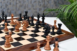 Pièces d'échecs de luxe de la série American Adios en bois de buis vieilli et en bois d'ébène, roi de 4,4 pouces à prix avantageux - Product Image 2