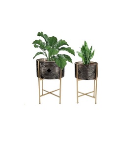 Juego de 2 piezas de maceta de Metal plateado con soporte extraíble de Metal para el hogar, sala de estar, interior, exterior, balcón, decoración, maceta de Metal - Product Image 4