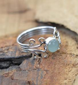 Anillo de piedras preciosas de Aguamarina, joyería para mujer, joyería de estilo bohemio de plata, anillo hecho a mano de tendencia de Plata de Ley 925, regalo para ella - Product Image 3