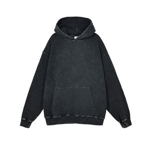 เสื้อโค้ทกันหนาวสำหรับผู้ชายและผู้หญิงเสื้อมีฮู้ดโอเวอร์ไซส์ผ้าคอตตอนโอเวอร์ไซส์สไตล์ฮิปฮอปสีเทาสไตล์วินเทจ - Product Image 1