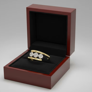 แหวนเพชรทรงคลัสเตอร์ ดีไซน์หรูหราทันสมัย สีทอง เหมาะสำหรับเป็นของขวัญหมั้นและงานแต่งงานสำหรับเธอ - Product Image 3